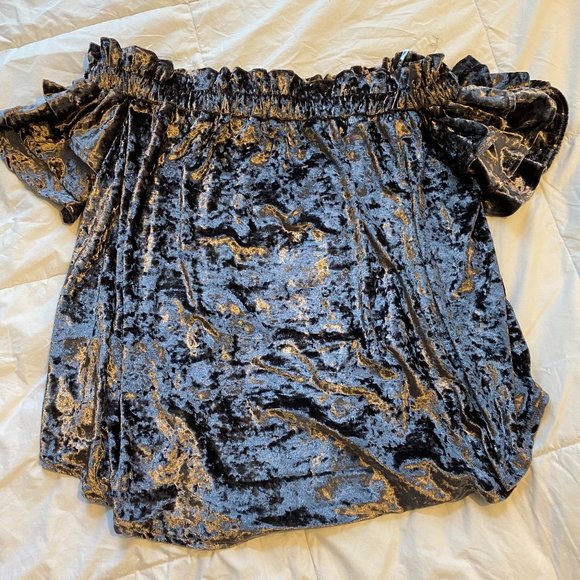 Silk Off the Shoulder Date night Dressy Shirt - Picture 1 of 3